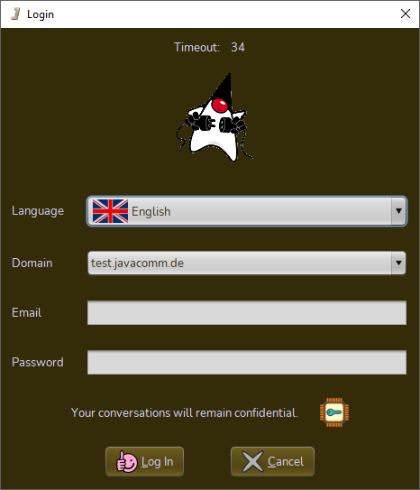 Login dialog for JavaComm